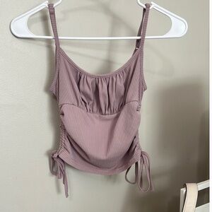 Women's Ribbed Mauve Tank Top with Adjustable Straps
